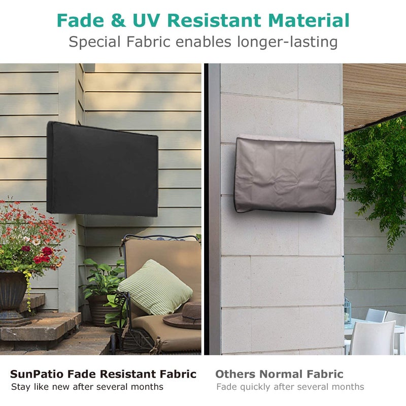SunPatio Weatherproof Outdoor TV Cover for 41-43 inch Flat Screens, Waterproof Screen Protector with Built-in Remote Pocket, Black - Image 4